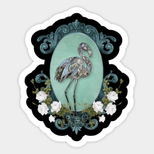 Wonderful elegant flamingo with flowers Sticker